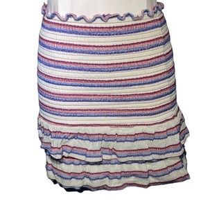 Parker stretchy skirt with ruffled bottom. Red, white and blue Size M